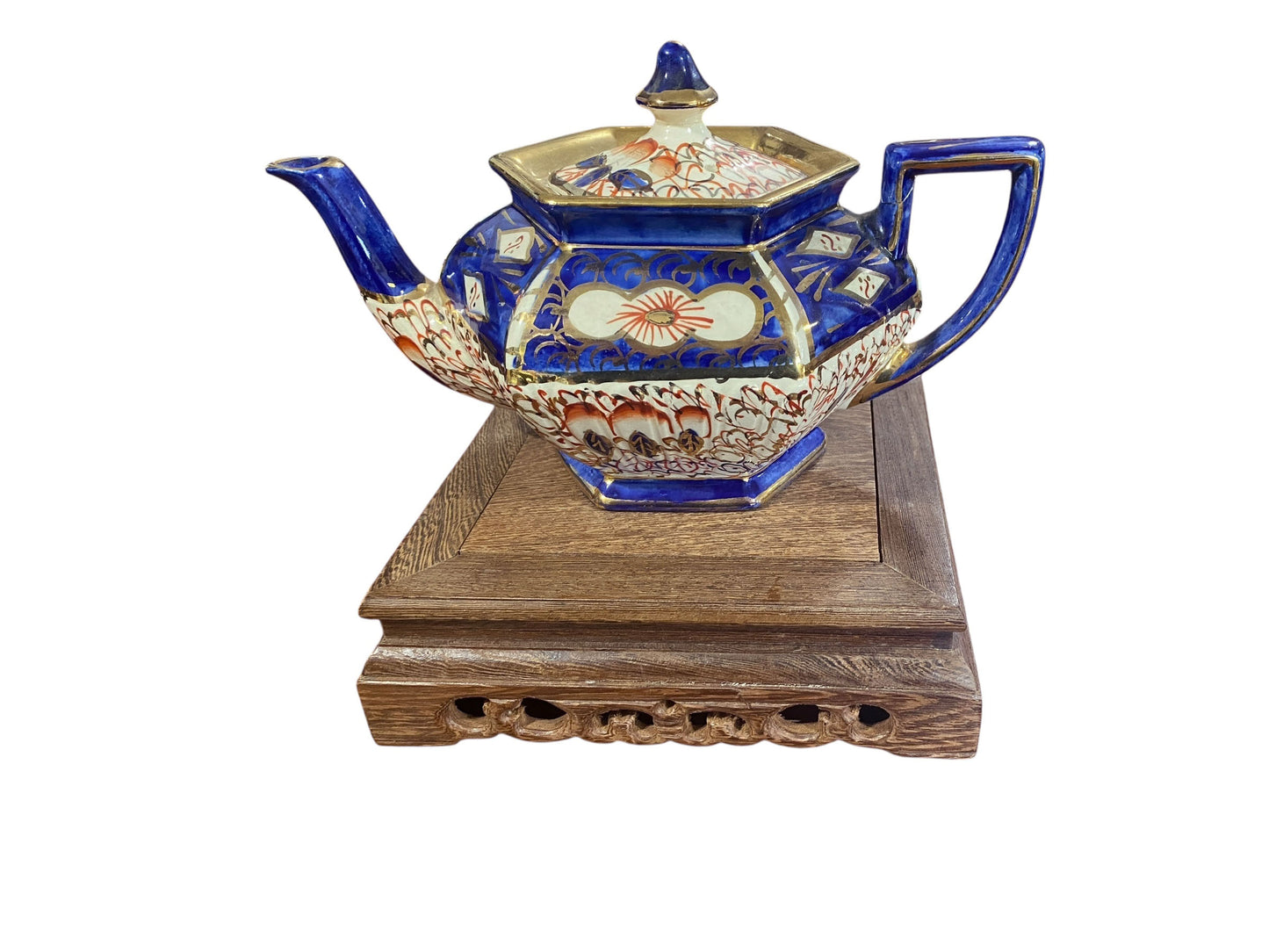 #522 Chinoiserie Square Chicken Wing Wood Stand 8"