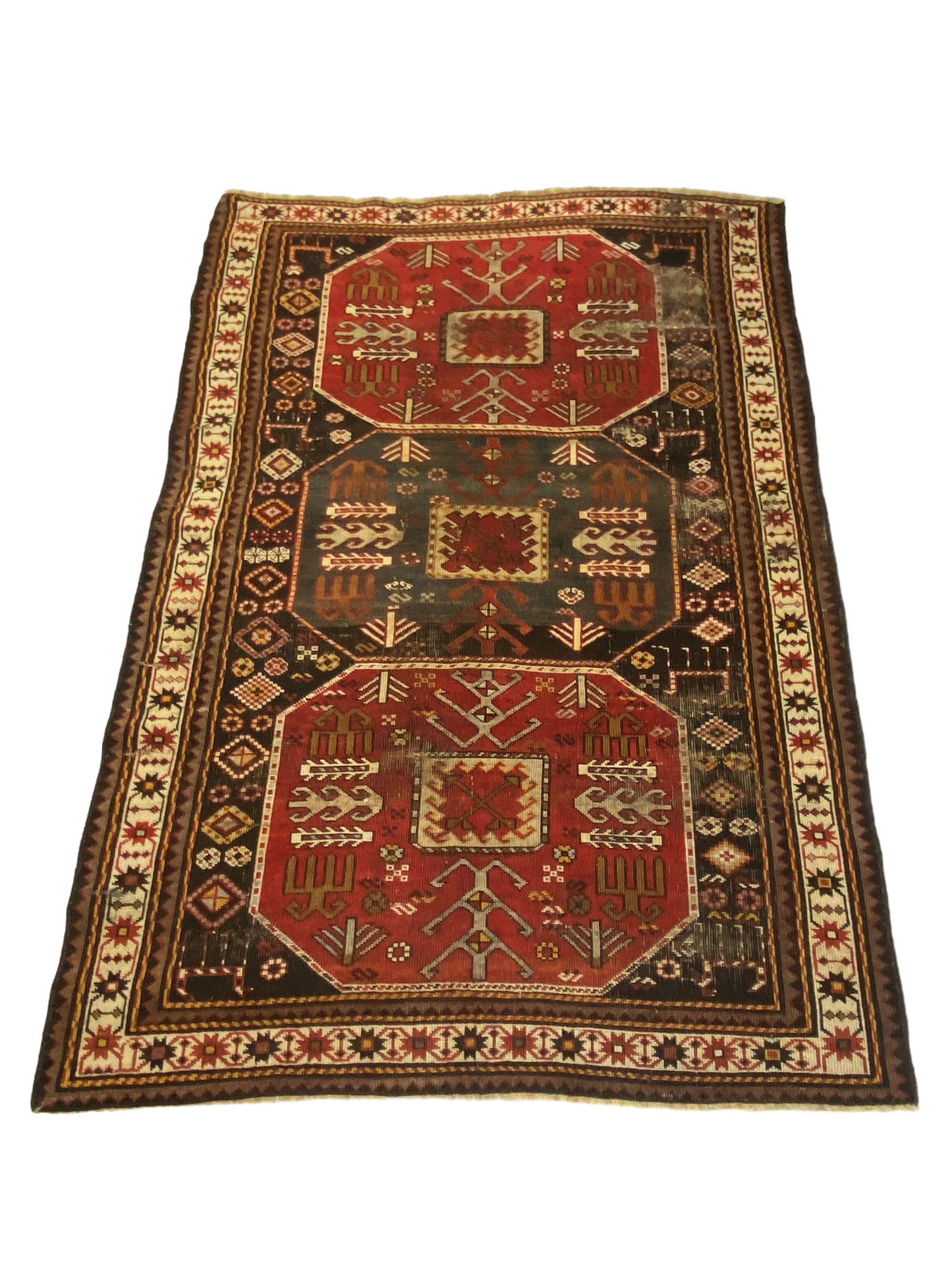 #892 Rare exquisite 19th Caucasian Chagli Rug 79"by 55"w
