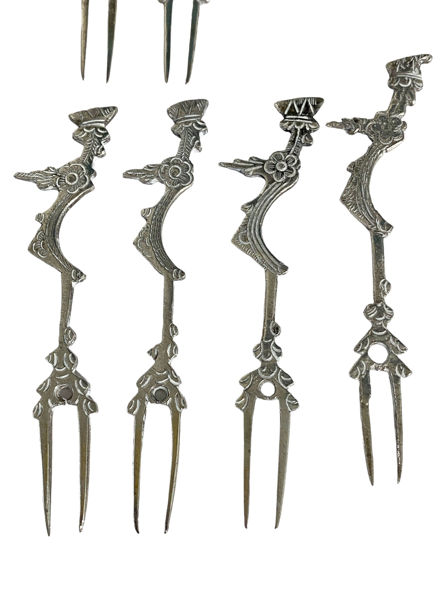 #3615 Peruvian Silver Hors D'oeuvres Cocktail Picks Set of Twelve .