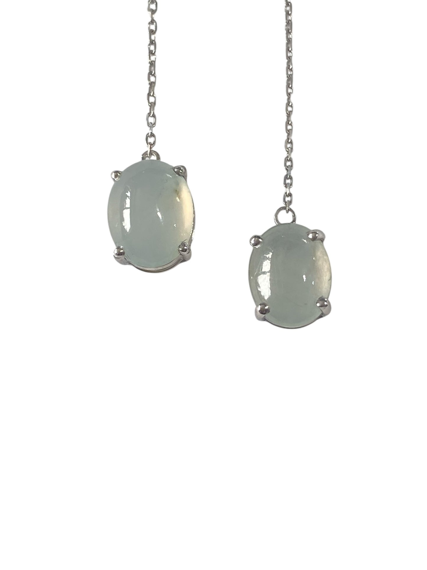 #6327 Vintage Elegant 18k Gold Jadeite Jade Blue Rice Water Ear Stud Earrings