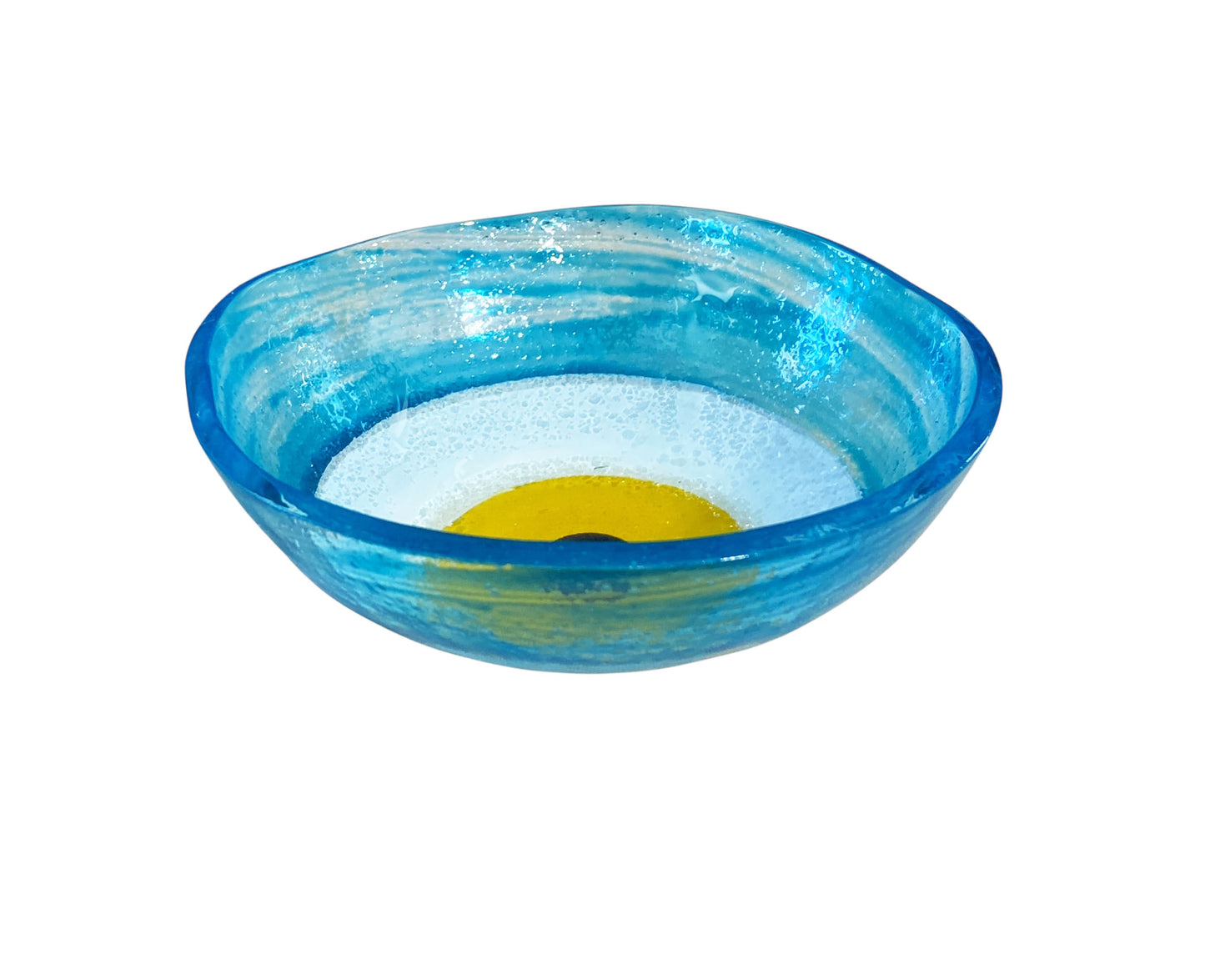 #3783 Middle Eastern Turquoise Glass Bowl with Eye 4.75" D