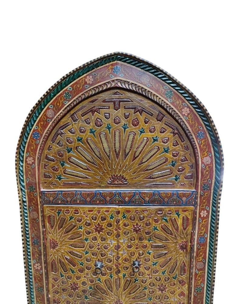 #196 Vintage Moroccan Arabesque design Hand-painted wall hanging W/Doors 58.5" H