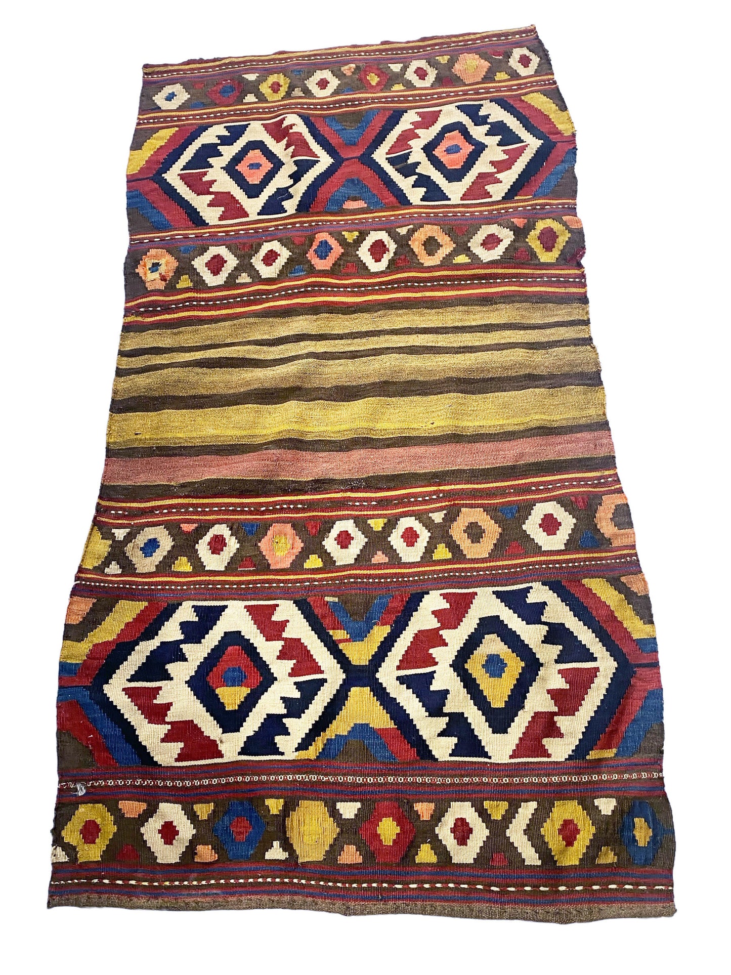 #7165 Antique and Rare Tribal Caucasian Kuba Kilim 5'6" by 2'9"