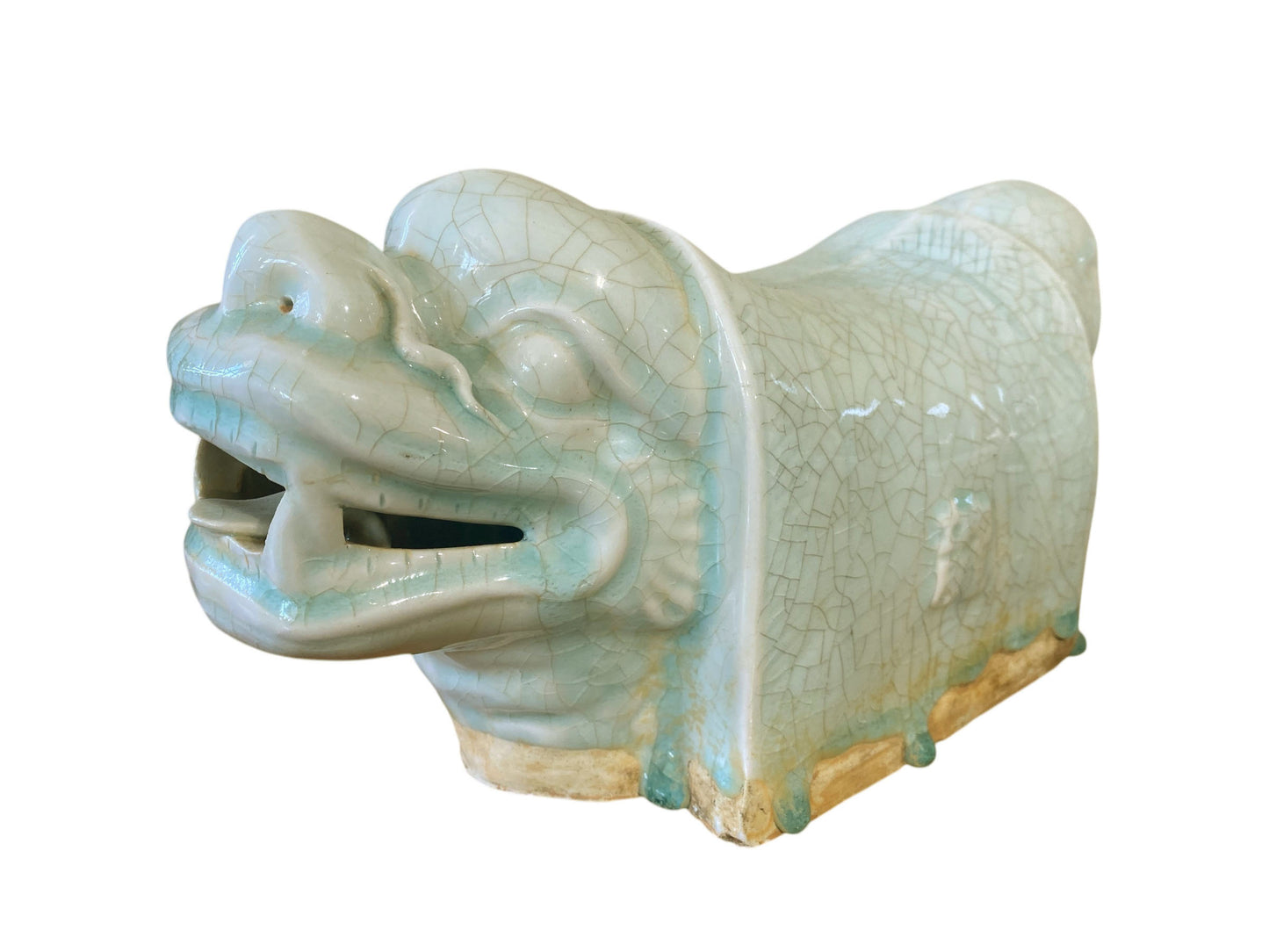 #3559 Vintage Chinoiserie Celadon Head Rest / Pillow 13.5" W
