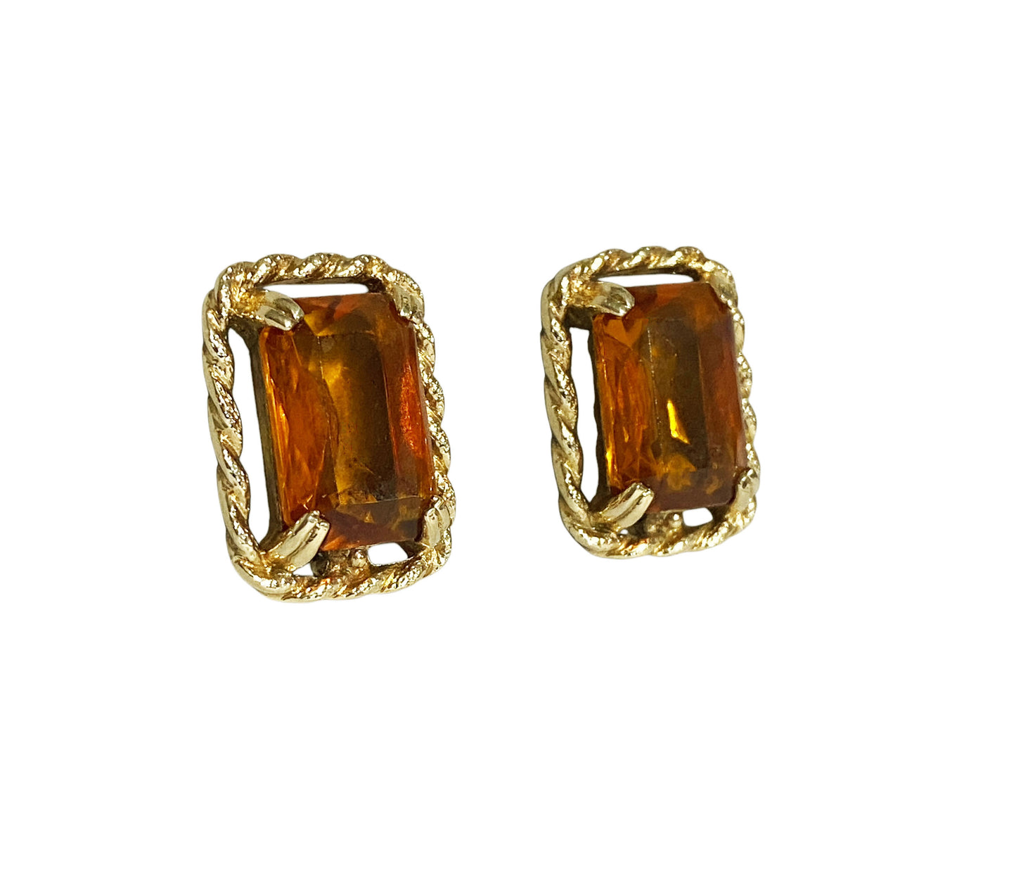 #6305 Vintage Sarah Coventry Clip on Earrings W/Faux Topaz Stone