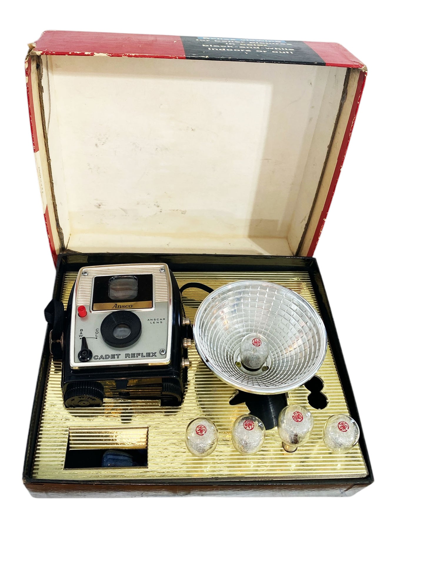 #6409 Vintage Ansco Cadet Reflex Camera w/ Flash, Manual, Original Box *B&W and Color