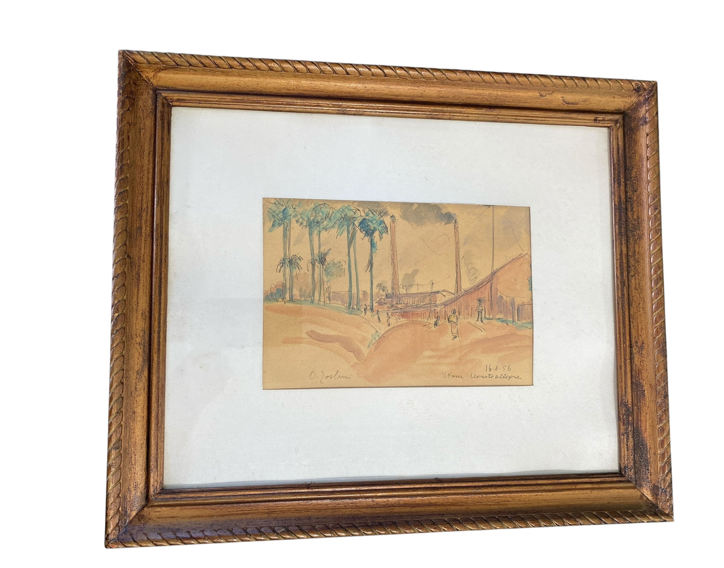 #88 Ottone Zorlini Listed Brazilian Artist Water Color Painting Framed