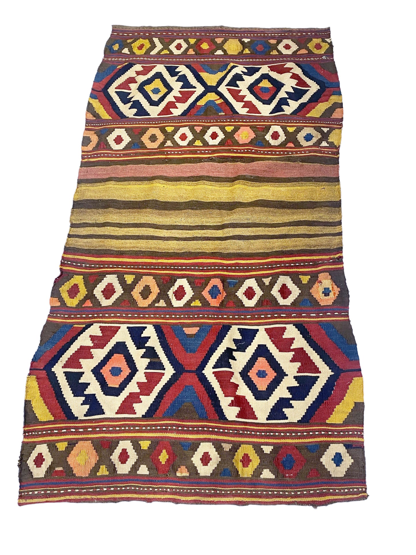 #7165 Antique and Rare Tribal Caucasian Kuba Kilim 5'6" by 2'9"