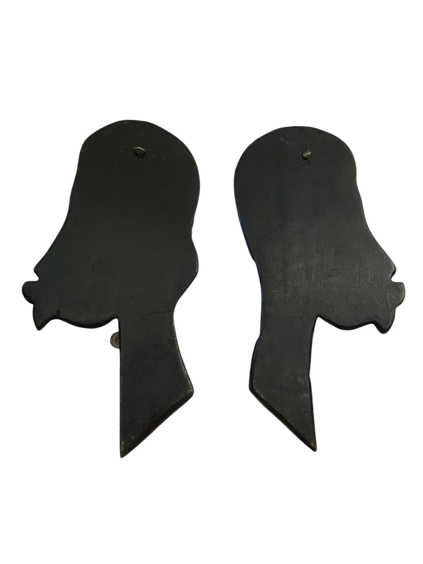 #6211 Pair Of Vintage African Hand-carved wall Hanging sculpture of a Couple 12" H