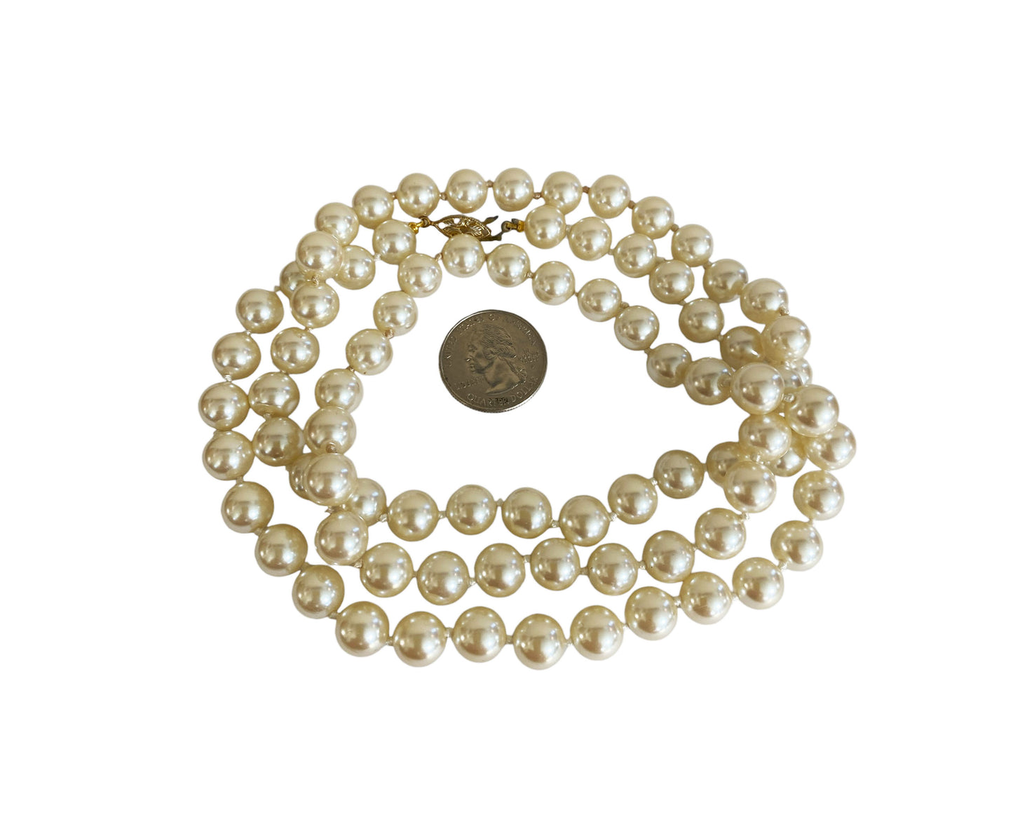 #6284 Vintage Czech Faux Large Pearl Necklace 18"