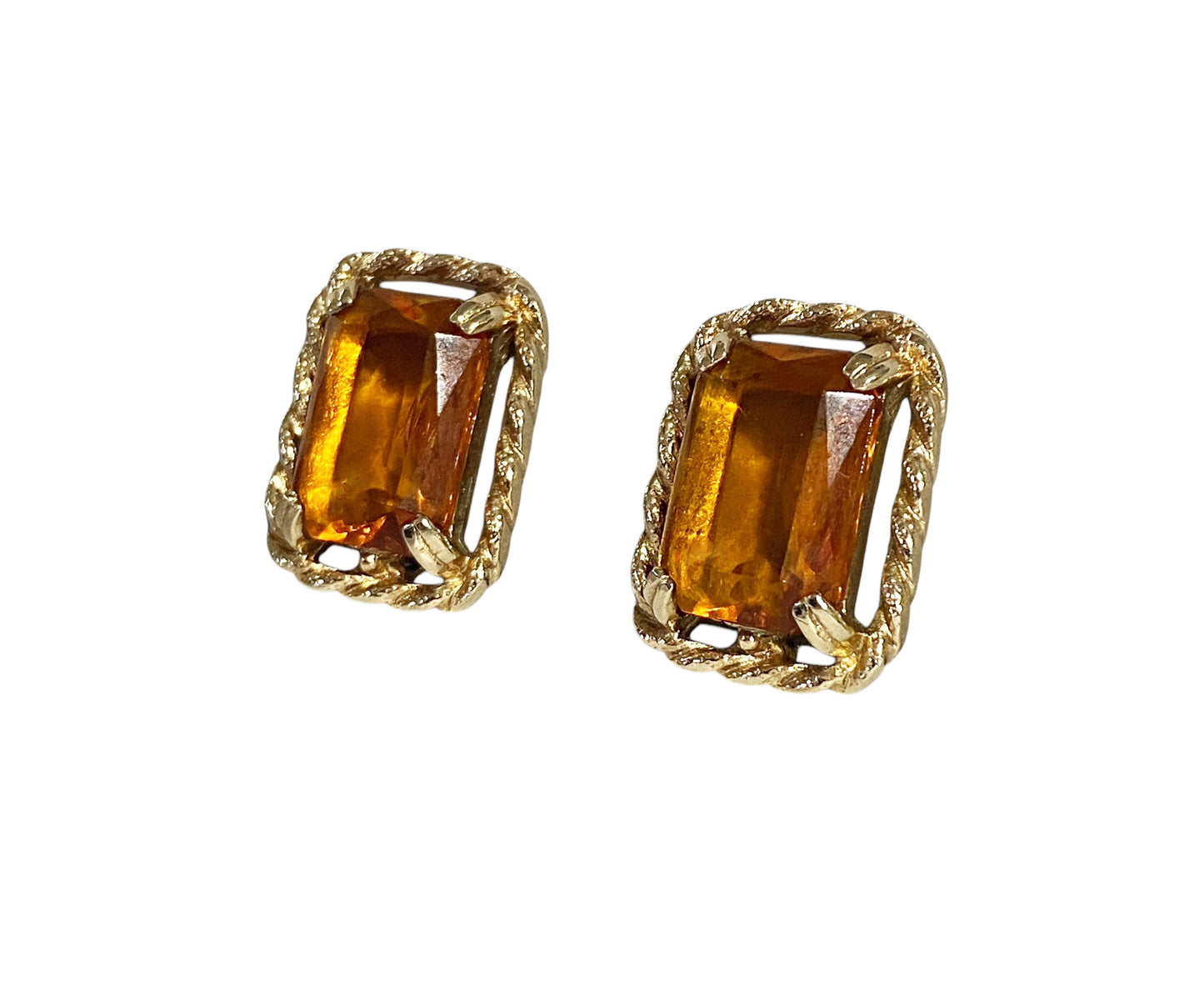 #6305 Vintage Sarah Coventry Clip on Earrings W/Faux Topaz Stone