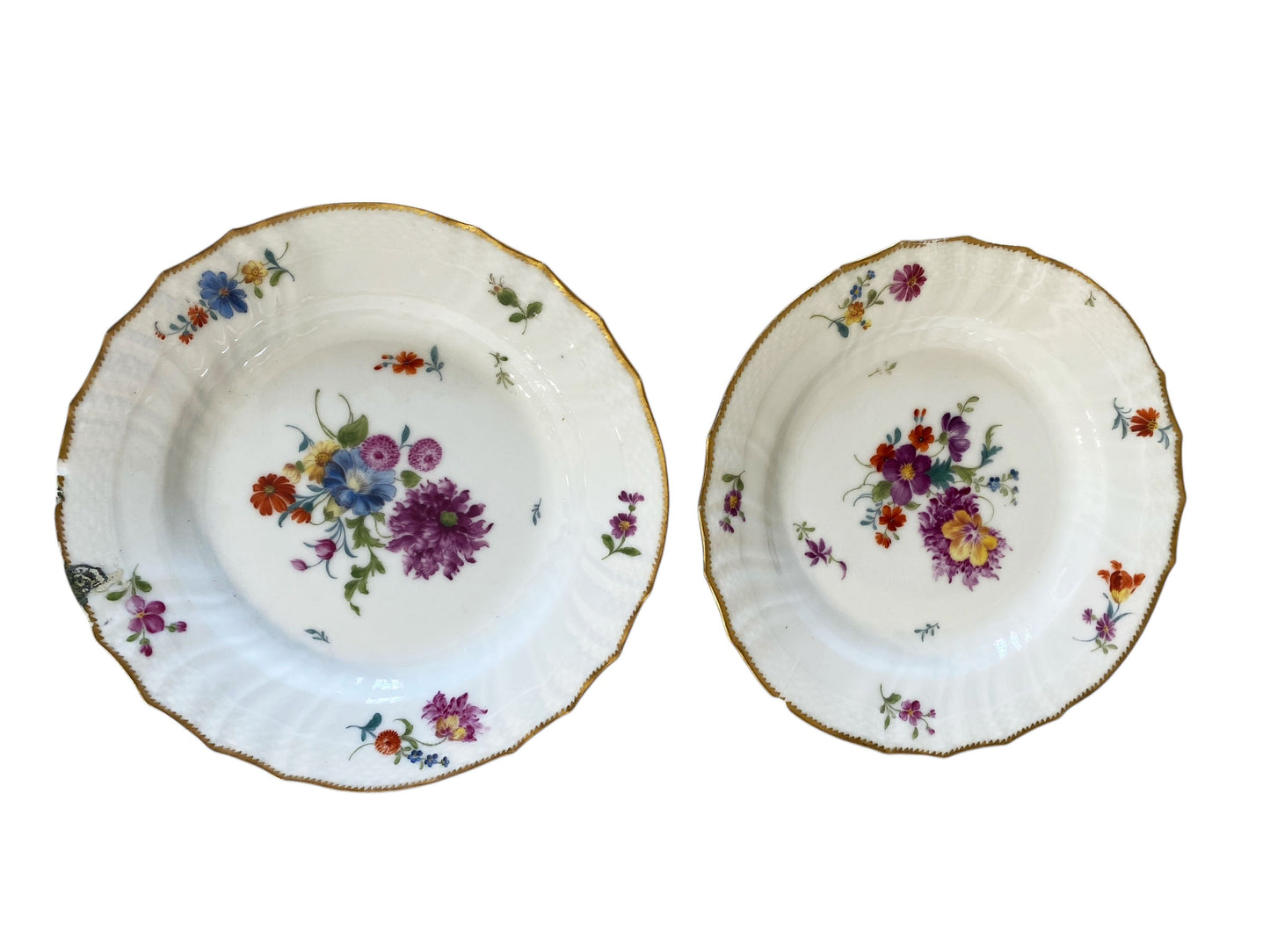 #6349 19th C Hand Painted Royal Copenhagen Plates 8" Diameter S/2
