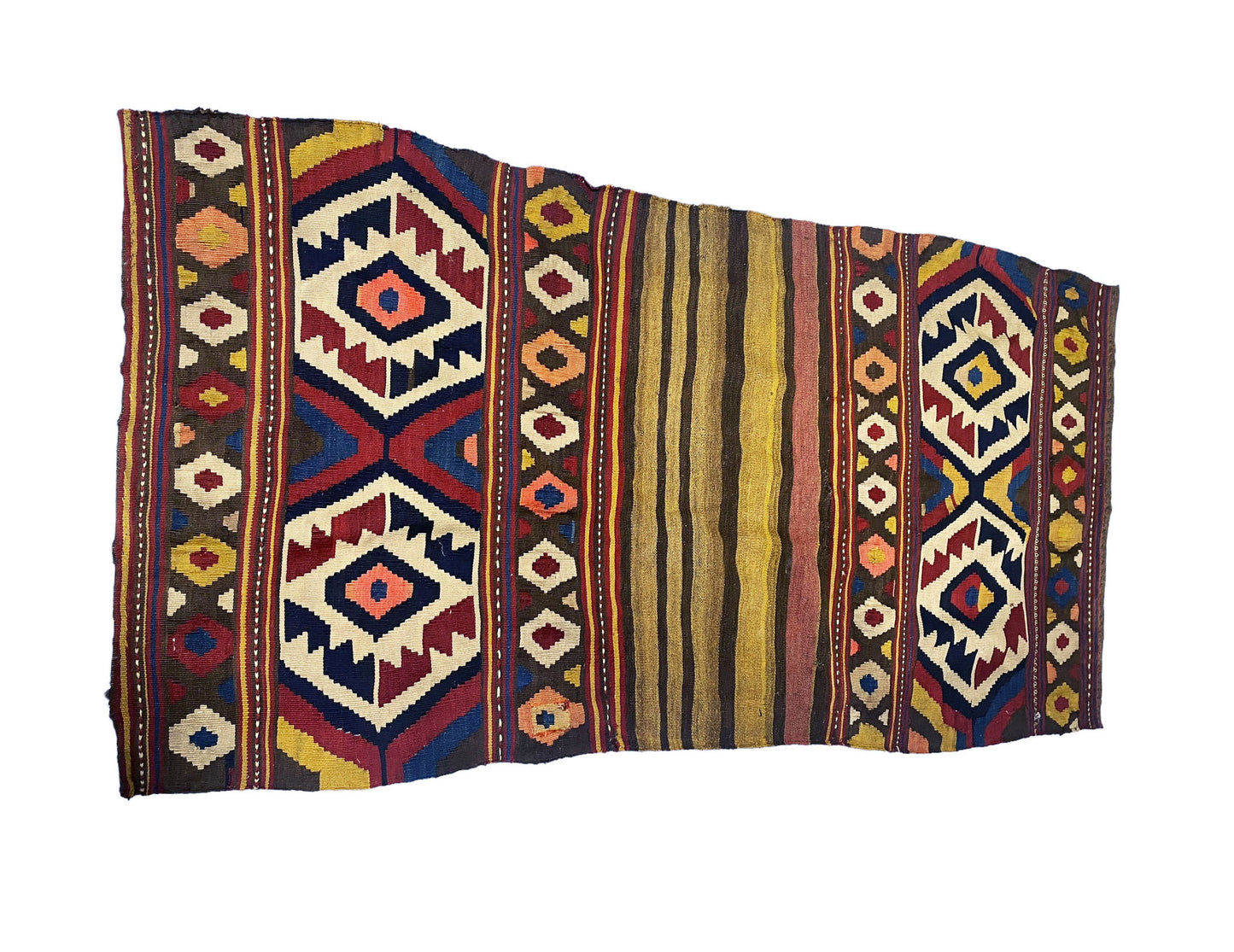 #7165 Antique and Rare Tribal Caucasian Kuba Kilim 5'6" by 2'9"