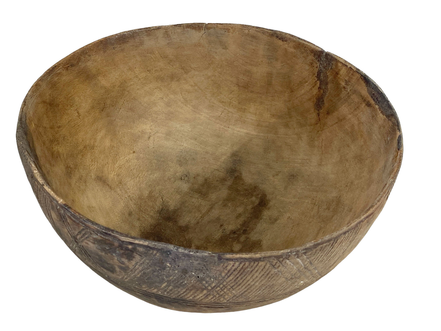 #6140 African Hausa Engraved Wooden Bowl From Niger 11" Diameter
