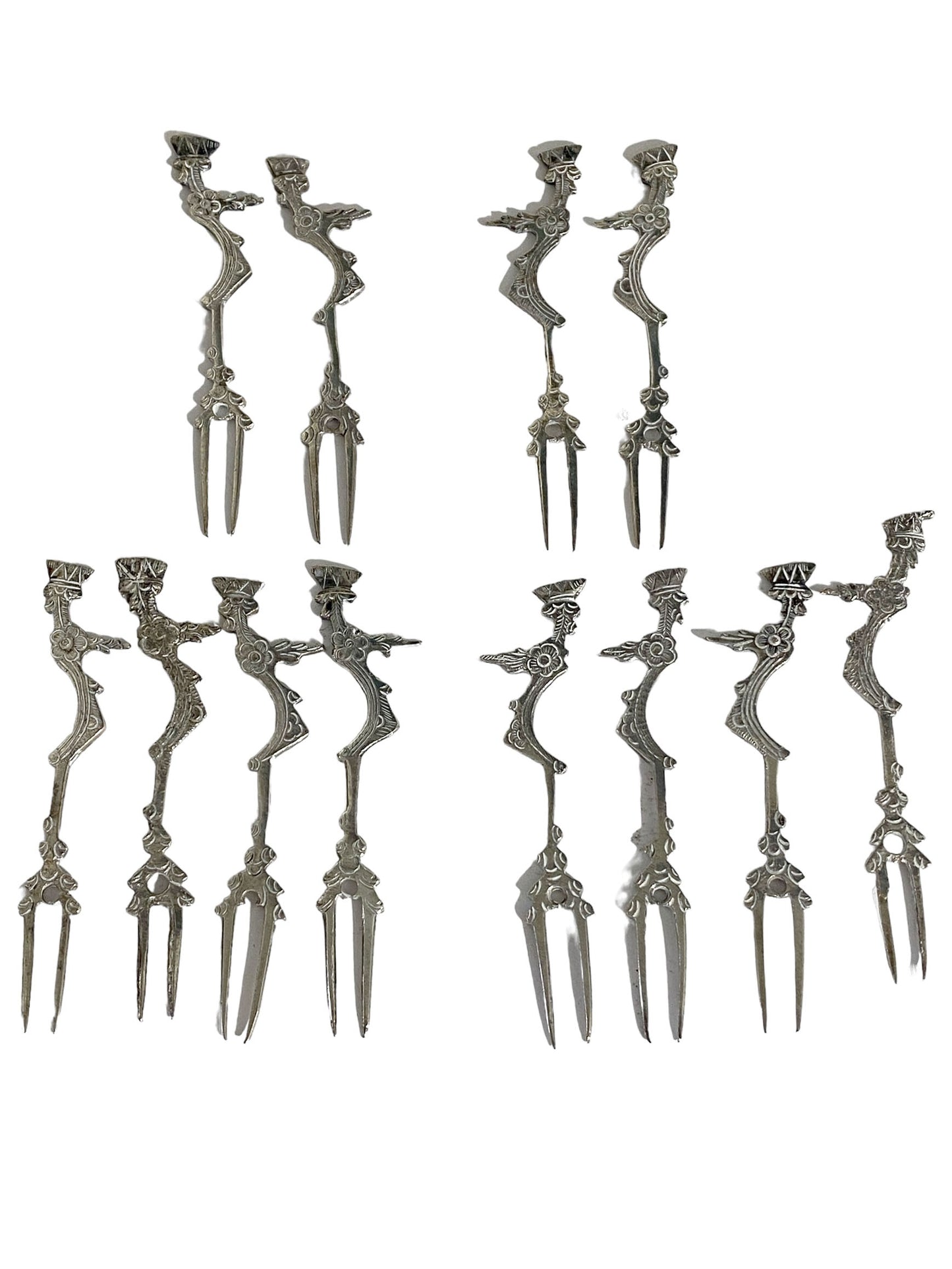 #3615 Peruvian Silver Hors D'oeuvres Cocktail Picks Set of Twelve .
