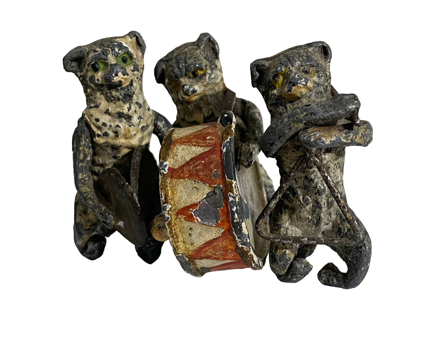 # 2080 19th Century 3 Figurines Of Cats-Musicians. Vienna Bronze. Austria