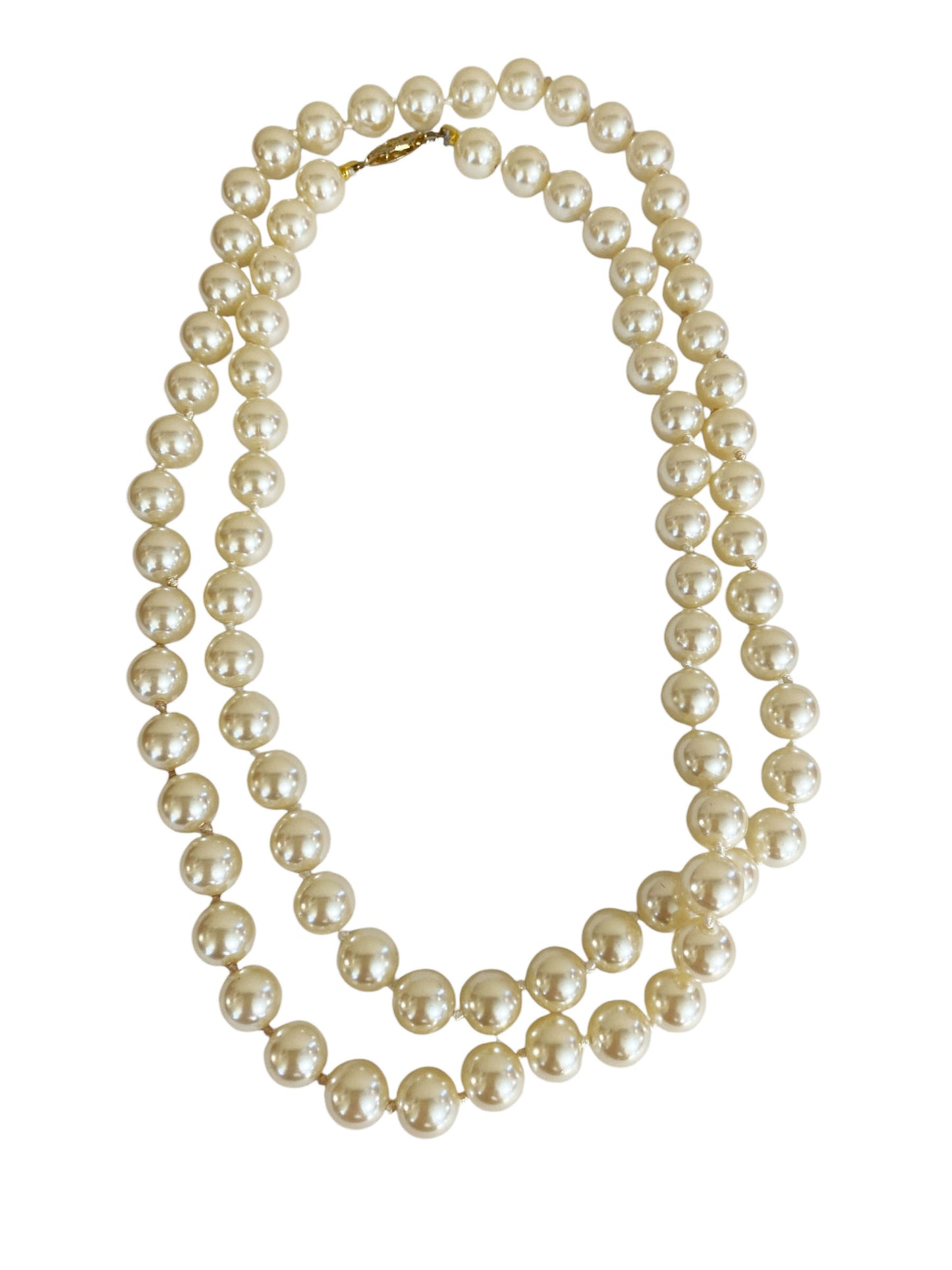 #6284 Vintage Czech Faux Large Pearl Necklace 18"