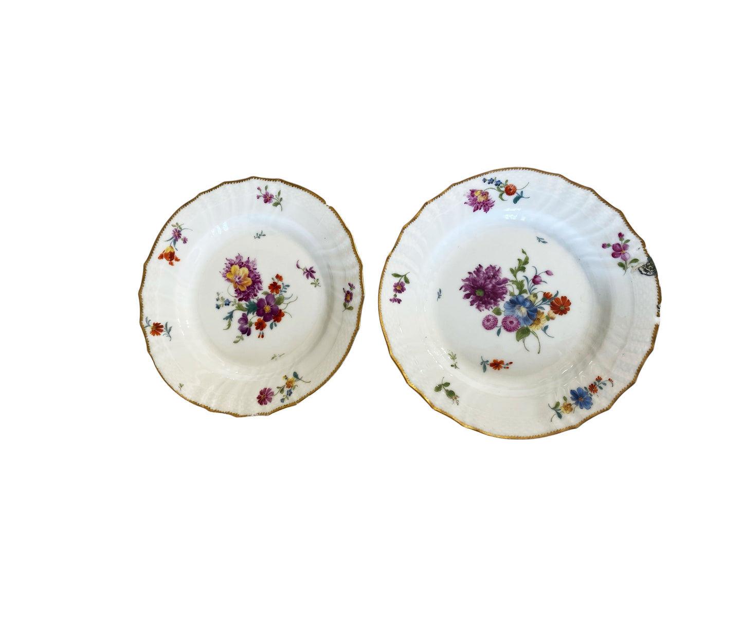 #6349 19th C Hand Painted Royal Copenhagen Plates 8" Diameter S/2