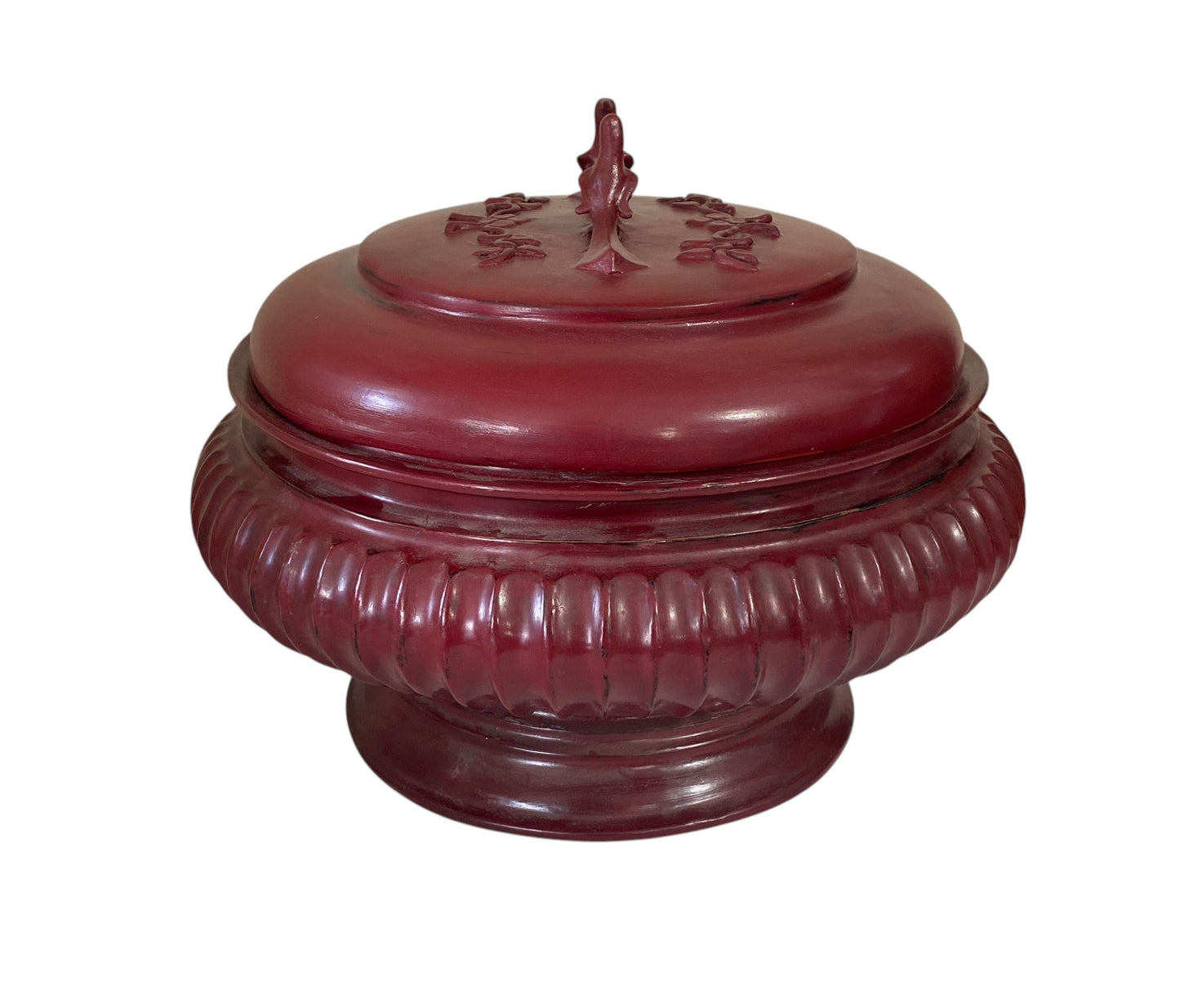 #6369 Vintage Burmese Decorative Lacquerware Temple Offering Box /Vessel 11" H