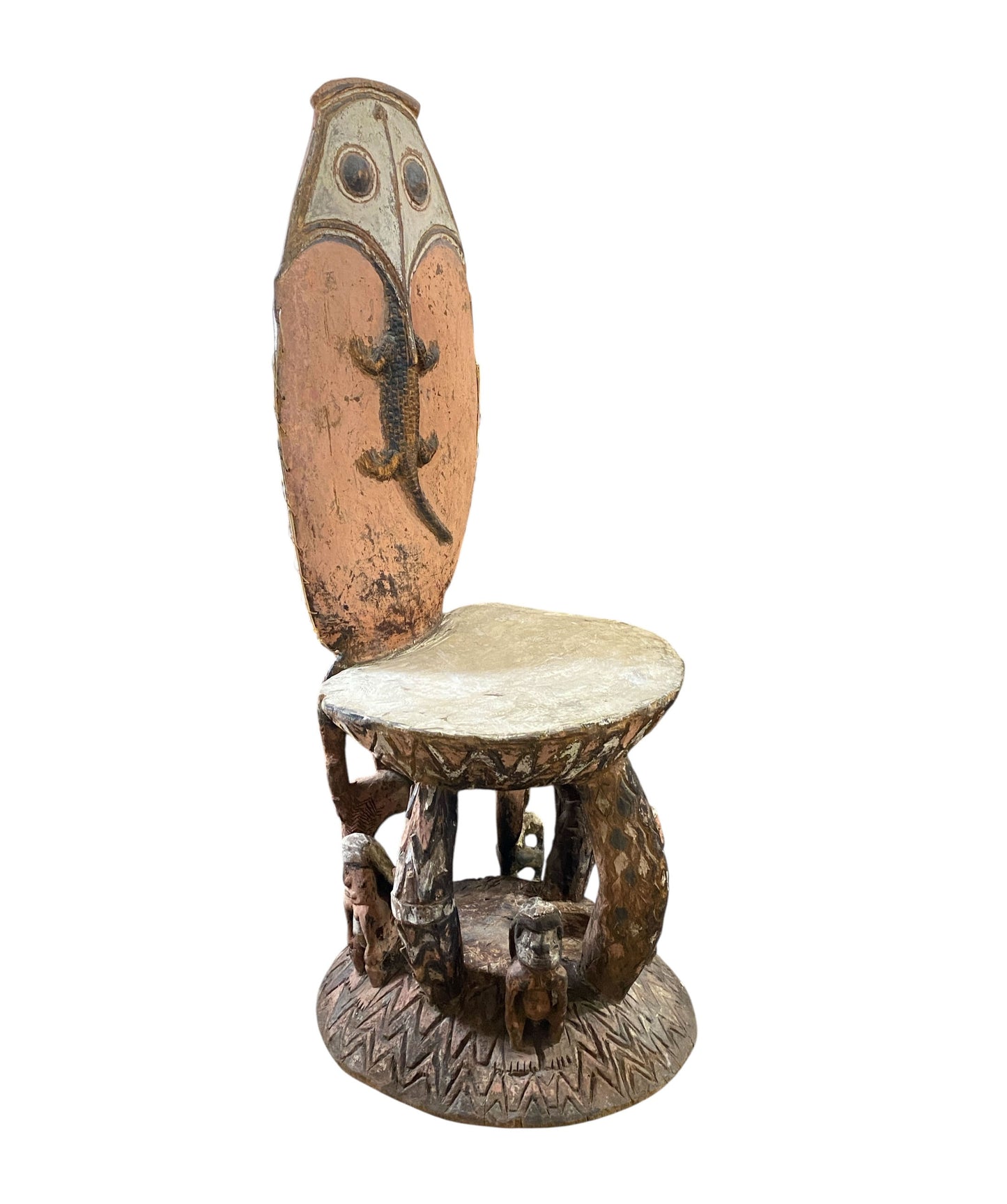 #4681 Museum Quality Vintage Orator's Stool (Teket) Litmus People Papua New Guine 55" H