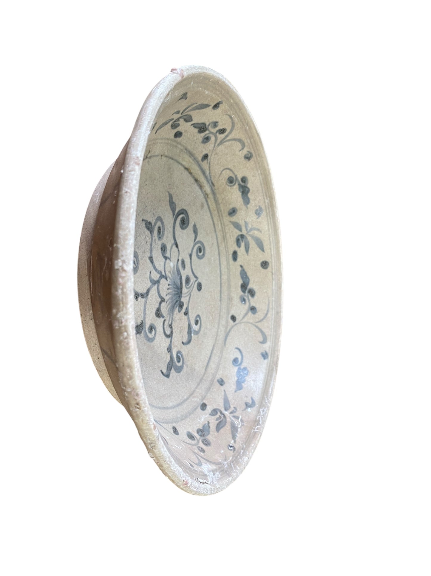 #6848 15th Century Hoi An Hoard Shipwreck Blue/White Dish with Floral 9" D