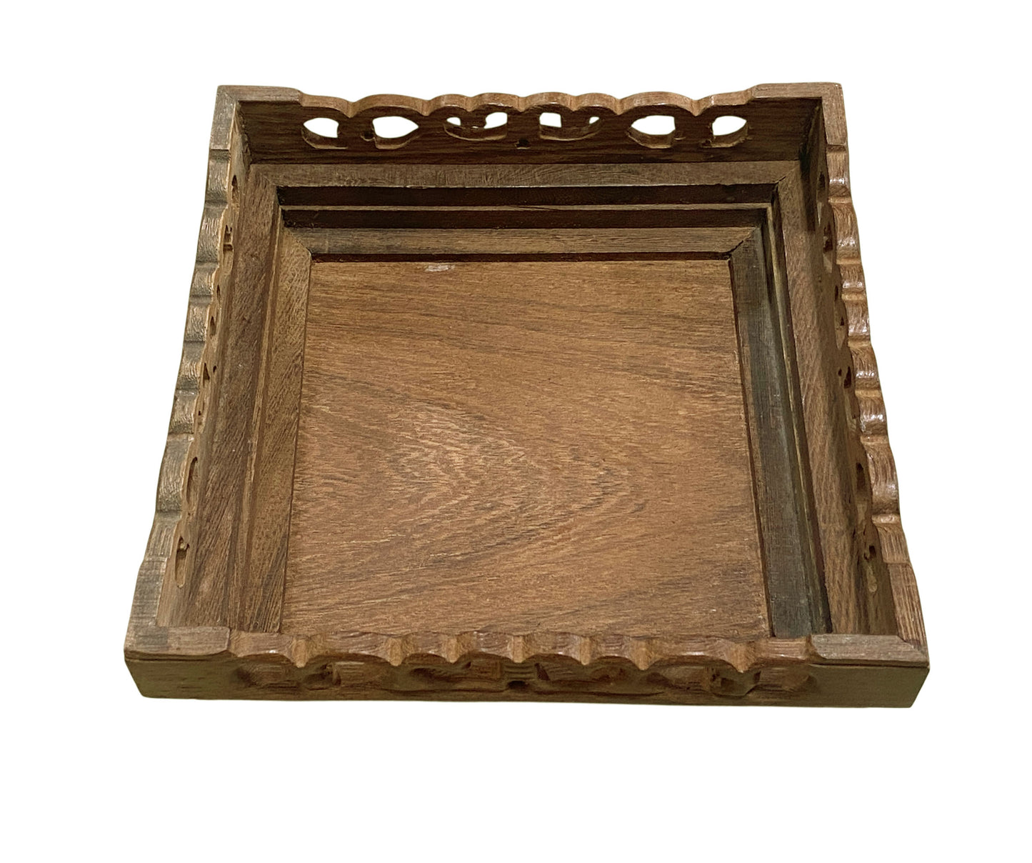 #522 Chinoiserie Square Chicken Wing Wood Stand 8"