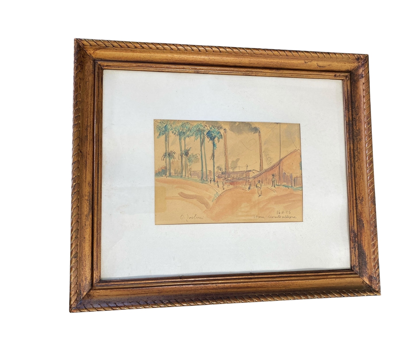 #88 Ottone Zorlini Listed Brazilian Artist Water Color Painting Framed