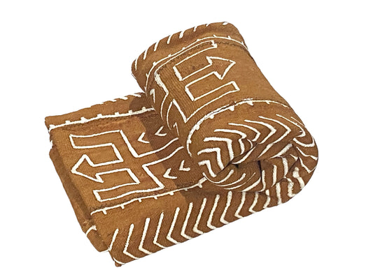 # 6093 Malian Brown  & White Mud Cloth Textile 62" h