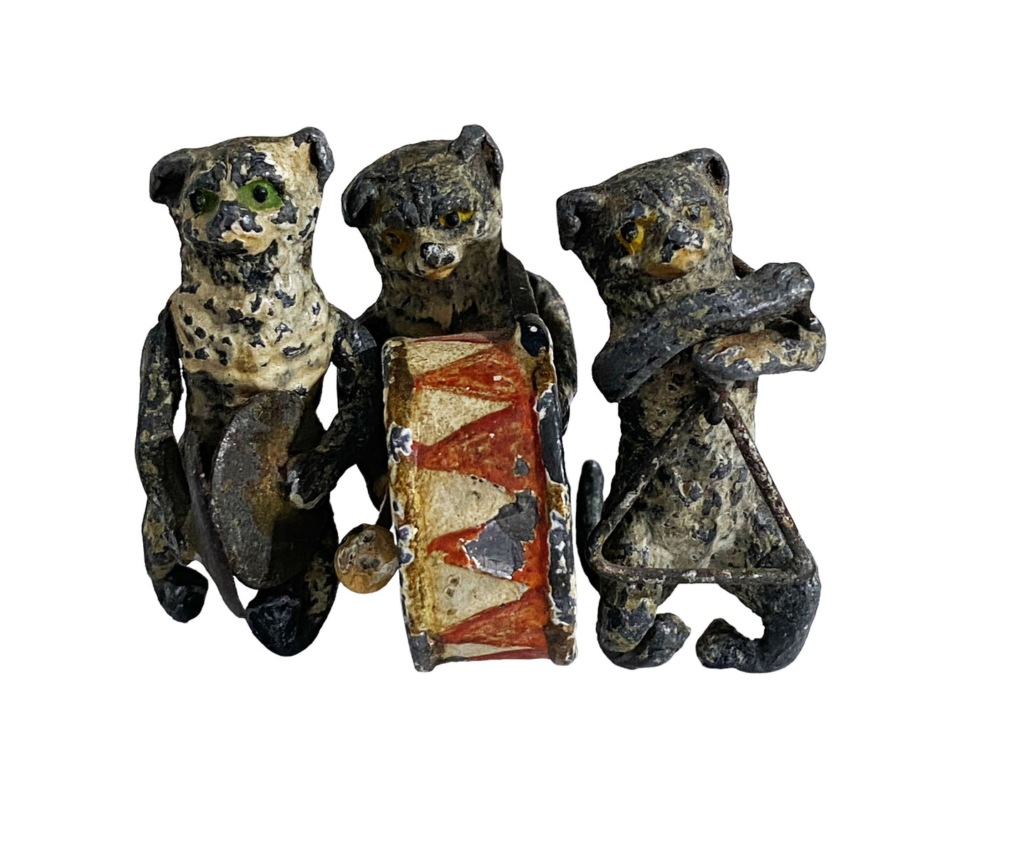 # 2080 19th Century 3 Figurines Of Cats-Musicians. Vienna Bronze. Austria