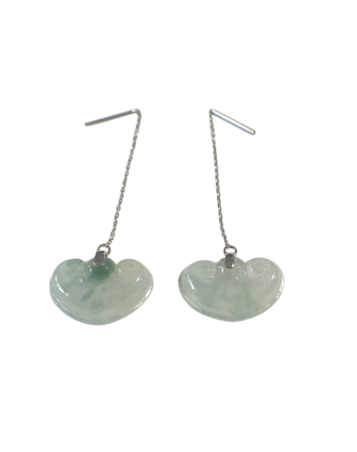 #6426 Vintage Elegant 18k Gold Jadeite Jade Blue Rice Water Ear Stud Earrings