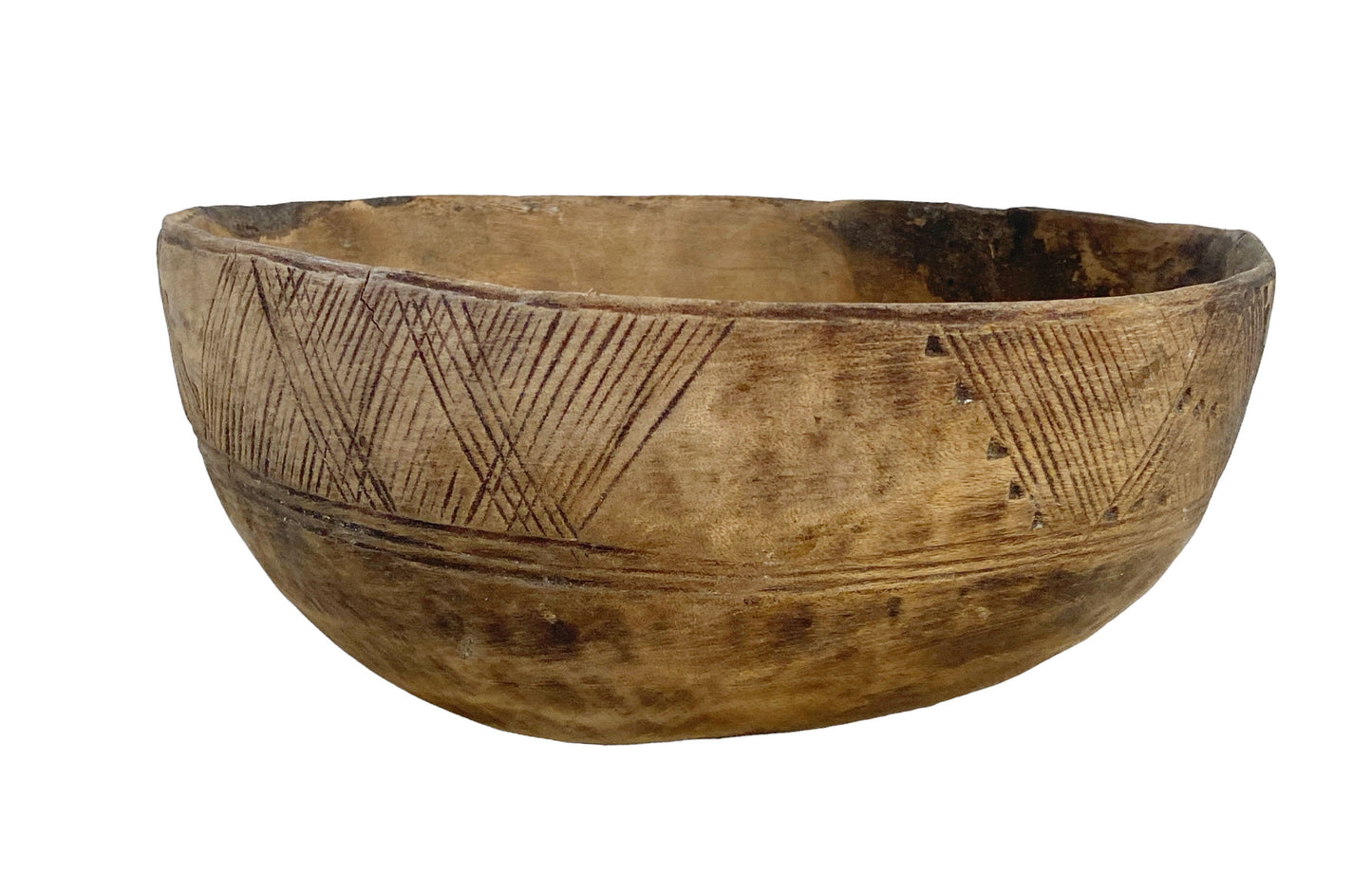 #6140 African Hausa Engraved Wooden Bowl From Niger 11" Diameter