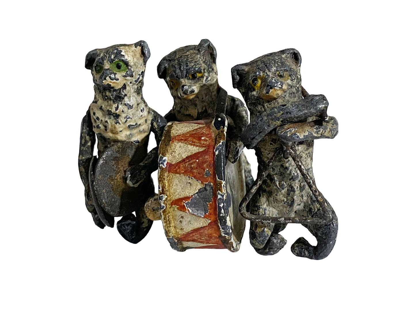 # 2080 19th Century 3 Figurines Of Cats-Musicians. Vienna Bronze. Austria