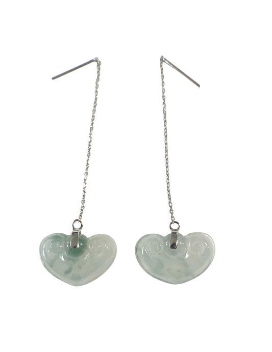 #6426 Vintage  Elegant 18k Gold Jadeite Jade Blue Rice Water  Ear Stud Earrings