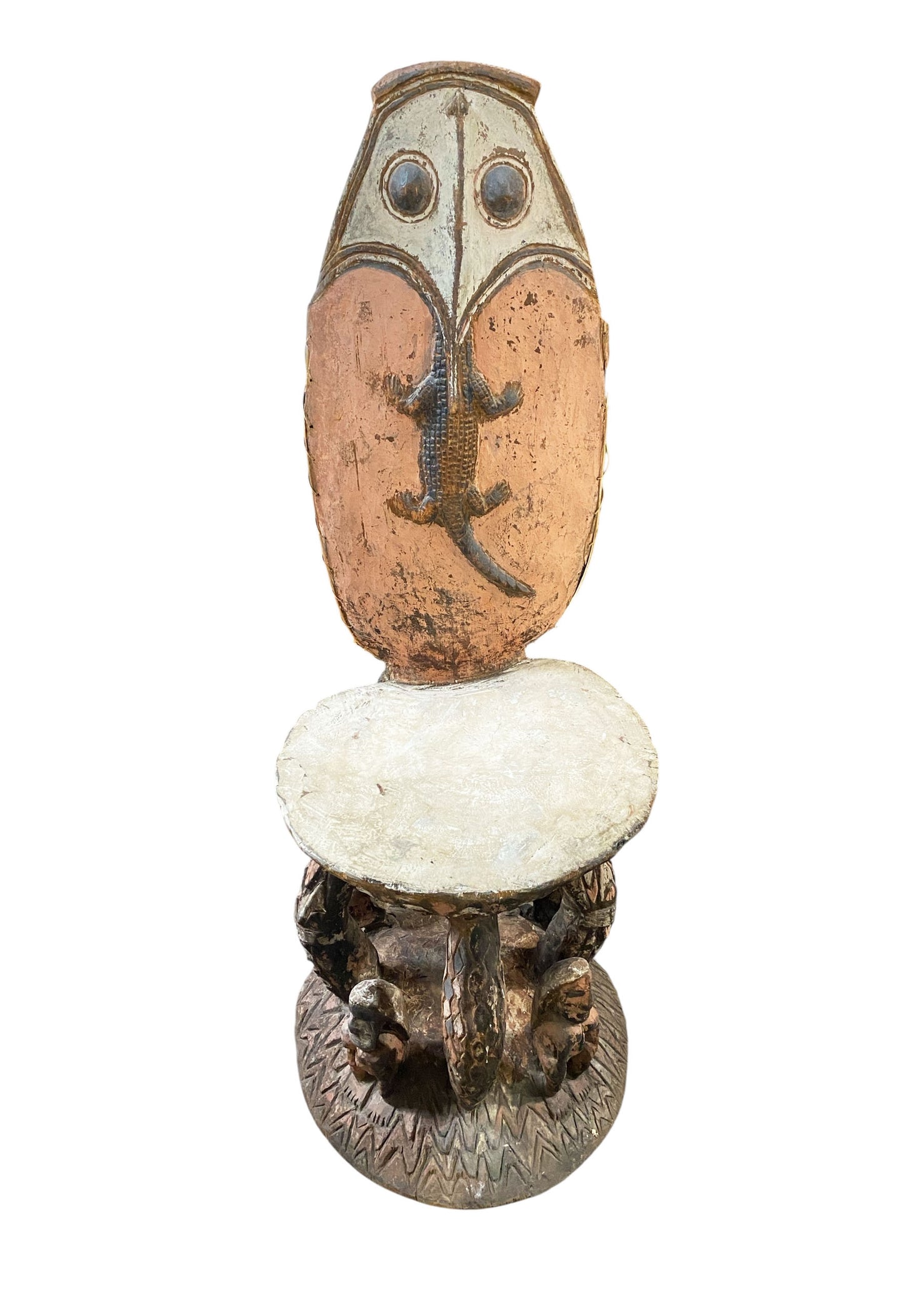 #4681 Museum Quality Vintage Orator's Stool (Teket) Litmus People Papua New Guine 55" H