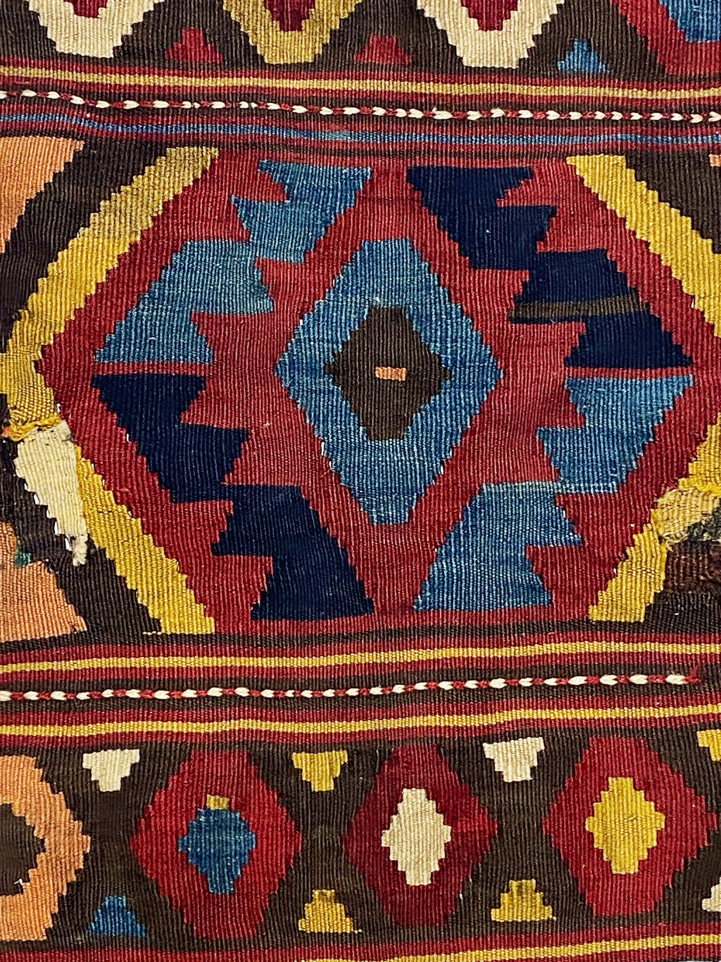 #7178 Antique and Rare Small Tribal Caucasian Kuba Kilim 2' by 1'41"