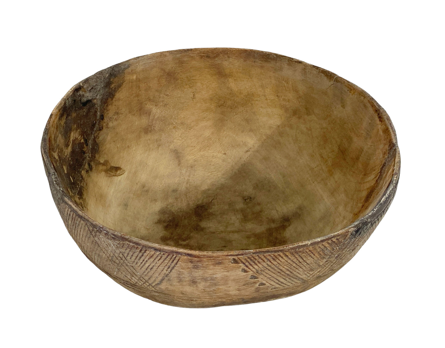 #6140 African Hausa Engraved Wooden Bowl From Niger 11" Diameter