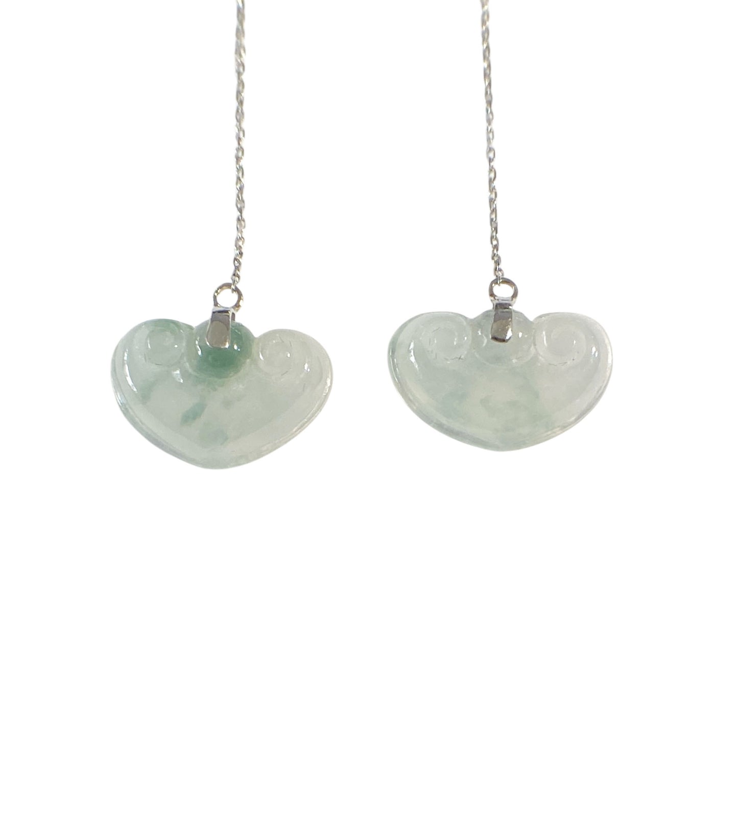 #6426 Vintage Elegant 18k Gold Jadeite Jade Blue Rice Water Ear Stud Earrings