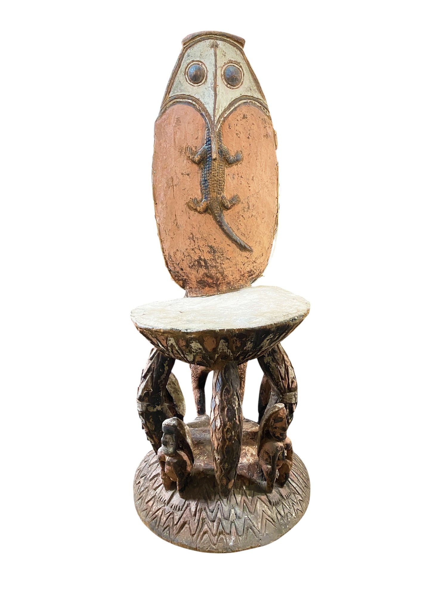 #4681 Museum Quality Vintage Orator's Stool (Teket) Litmus People Papua New Guine 55" H
