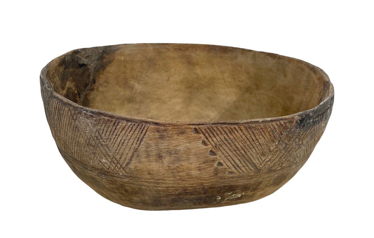 #6140 African Hausa Engraved Wooden Bowl From Niger 11" Diameter