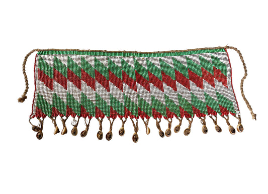 #1423 Vintage Ceremonial Skirt Kirdi Beaded Cache Sex Pikuran Cameroon 18.5" w