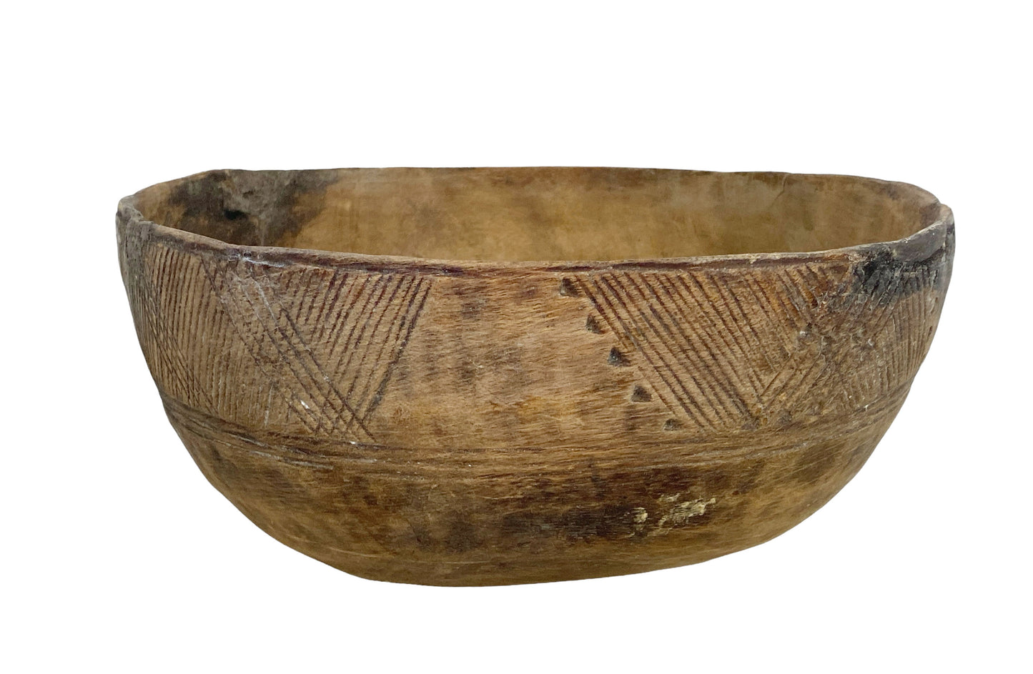 #6140 African Hausa Engraved Wooden Bowl From Niger 11" Diameter
