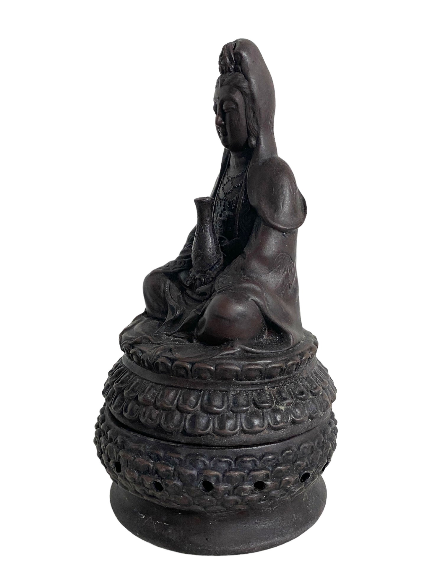 #5140 Chinoiserie Ceramic Healing Bodhisattva/Quan Yin Incense Burner