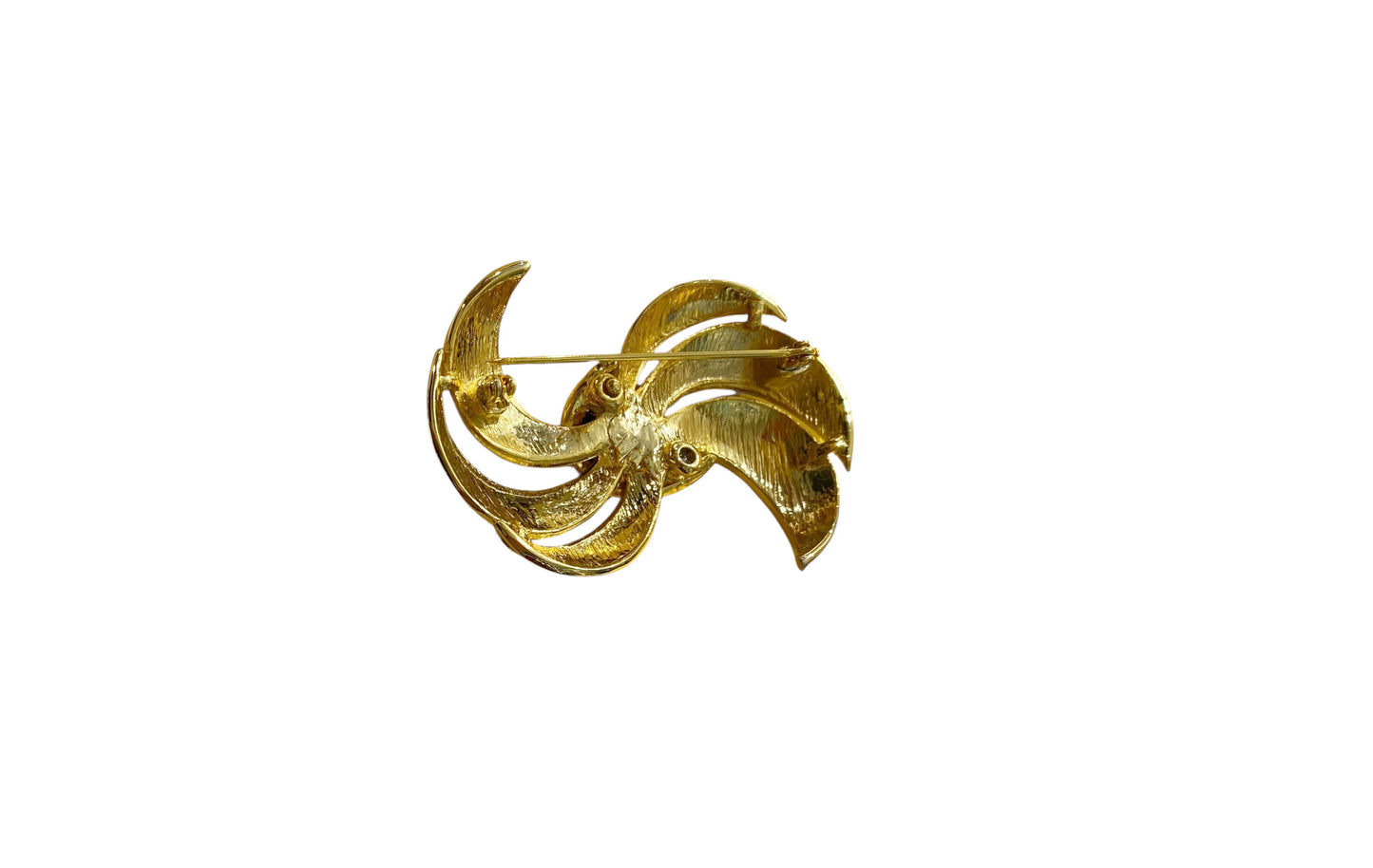 #18 Vintage set of a Brooch Pin & Earrings Gold Tone with enamel Leaf Feather