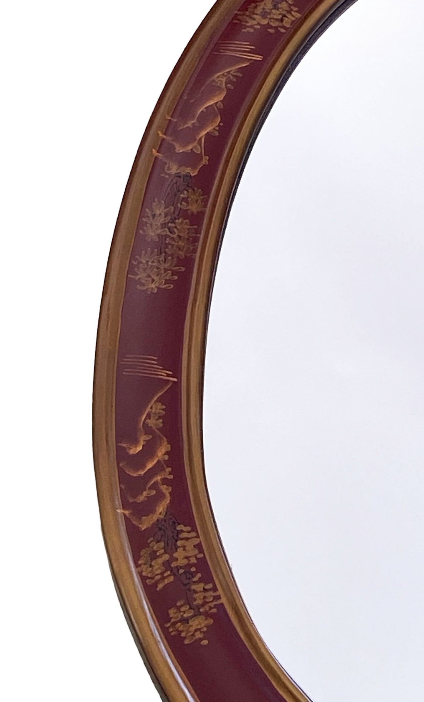 #6155 Chinoiserie Scenery Motif Chinese Oval Mirror 29" H