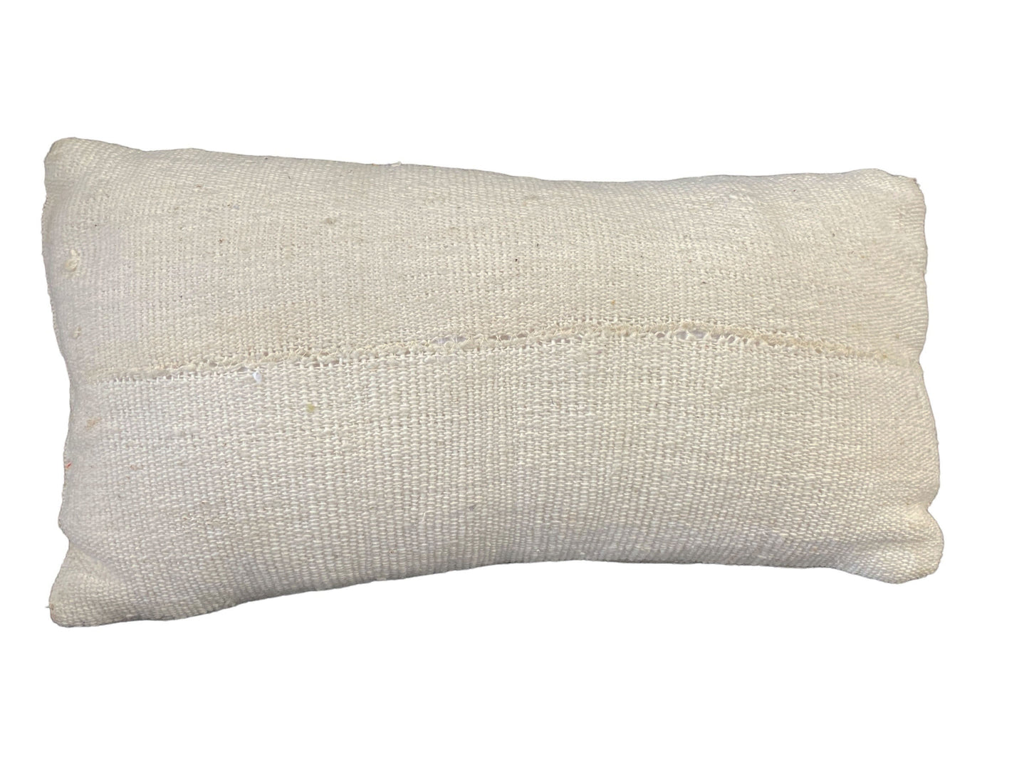 #7131  Black & White  Lumbar Pillow  W/Korhogo Textile African 16"W