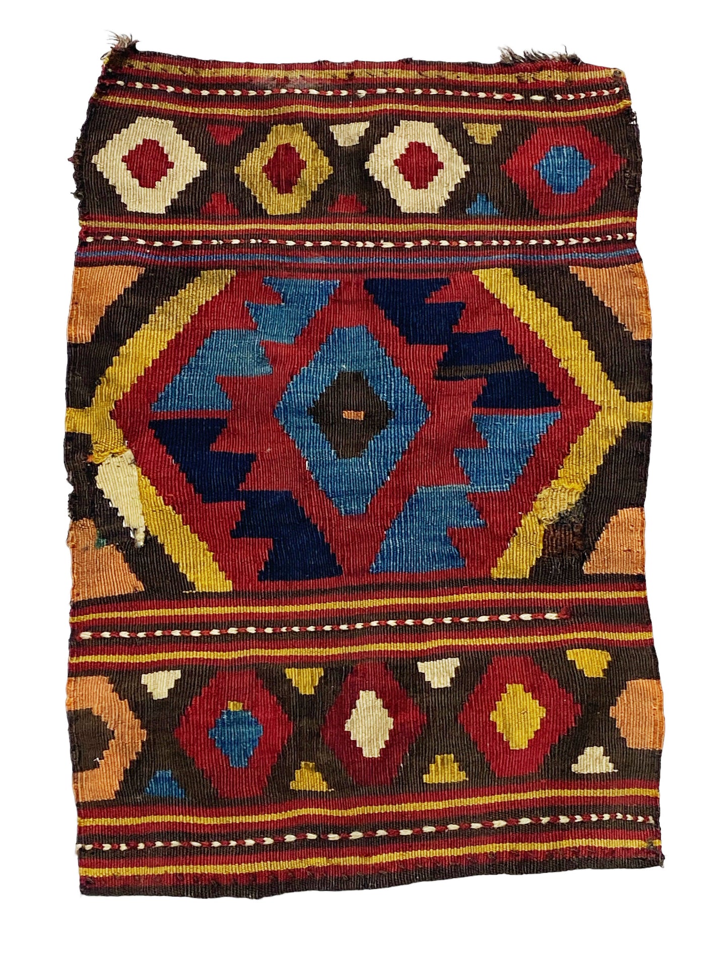 #7178 Antique and Rare Small Tribal Caucasian Kuba Kilim 2' by 1'41"