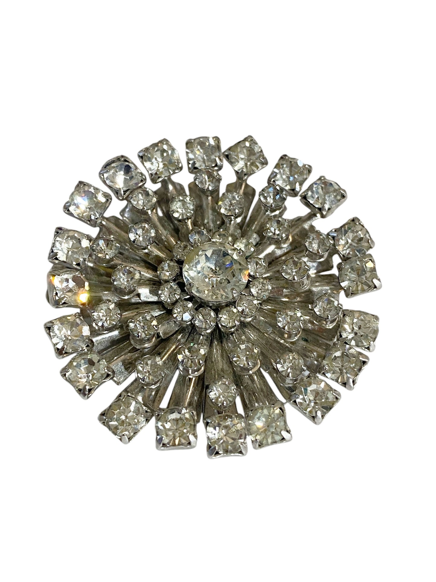 #6311 Vintage Silver Tone Diamanté Clear Rhinestone  Pin Brooch
