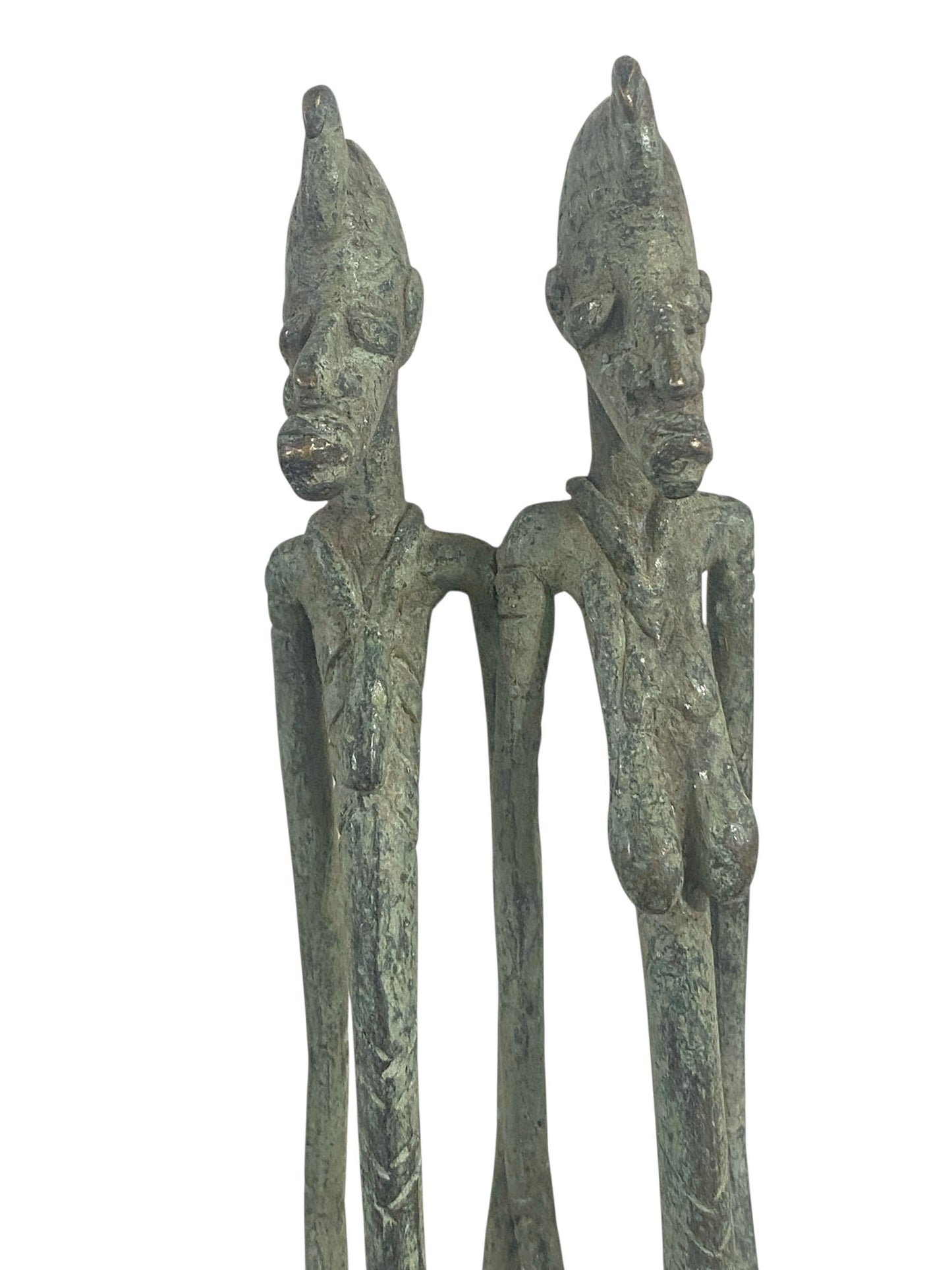 #1196 Dogon Bronze Female /Male Figures Sculpture Giacometti Style Mali