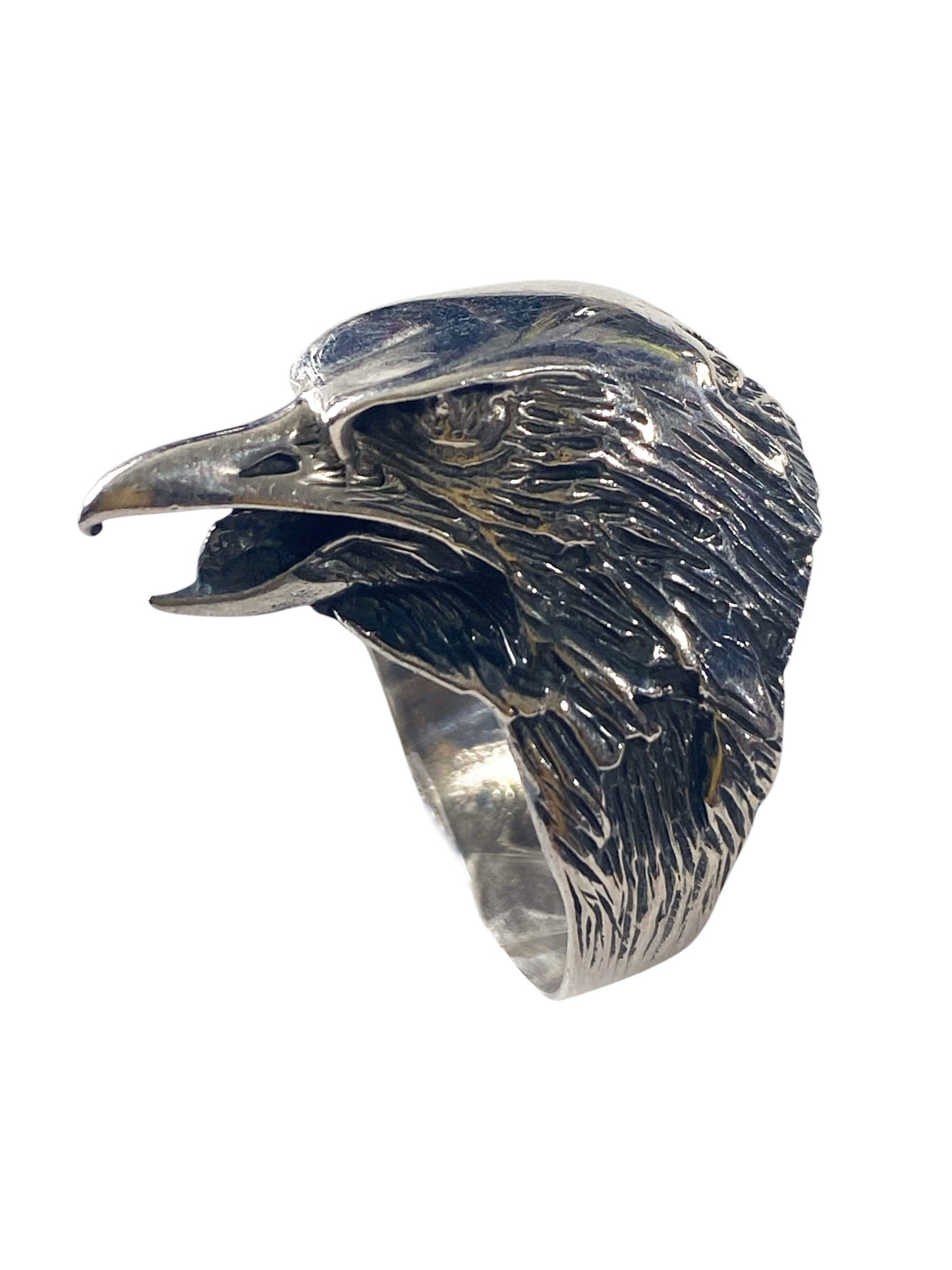 #6329 Vintage Sterling Silver Eagle Head Ring Size 7