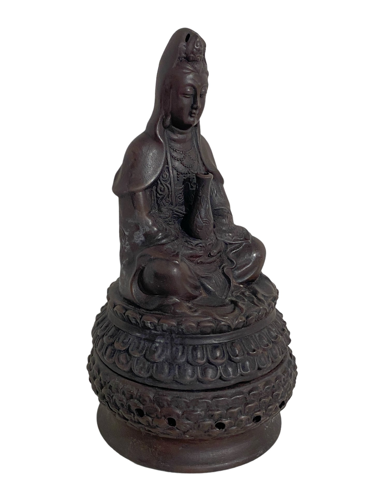 #5140 Chinoiserie Ceramic Healing Bodhisattva/Quan Yin Incense Burner